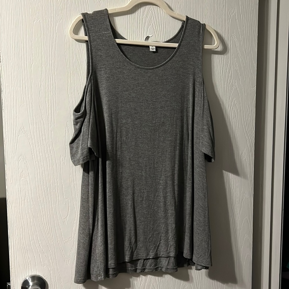 Grey cold shoulder shirt